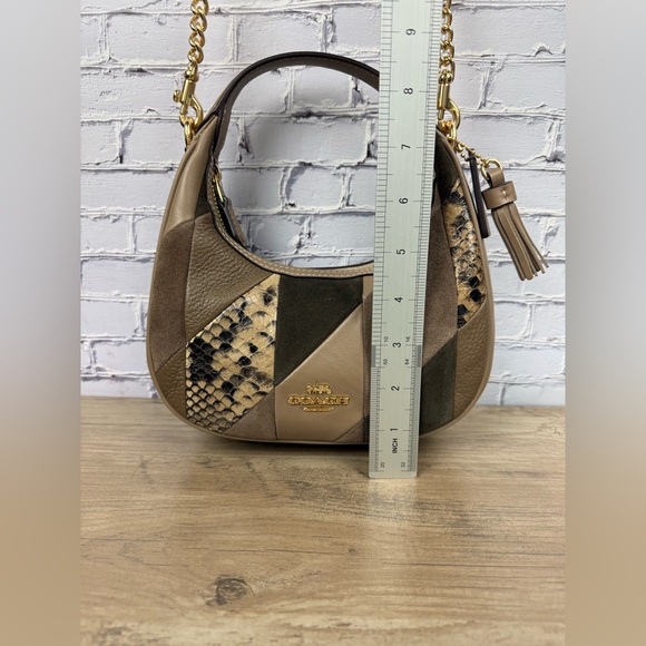 Coach Carmen Mini Crossbody Bag With Patchwork Gold/Mushroom NWT CCE62 - Picture 15 of 16